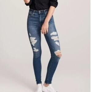 Abercrombie & Fitch Simone High Rise Super Skinny Jeans Distressed Cabincore 8